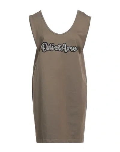 Odi Et Amo Woman Short Dress Military Green Size 6 Cotton