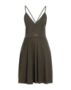 Odi Et Amo Woman Short Dress Military Green Size 2 Cotton