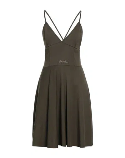 Odi Et Amo Woman Short Dress Military Green Size 2 Cotton