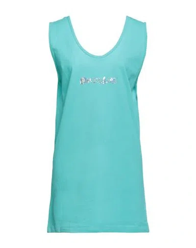 Odi Et Amo Woman Short Dress Turquoise Size 4 Cotton In Blue