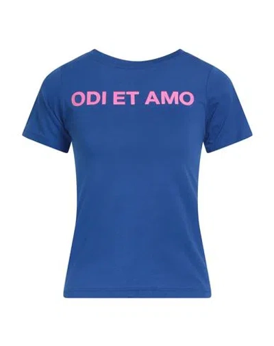 Odi Et Amo Woman T-shirt Blue Size L Cotton