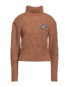 Odi Et Amo Woman Turtleneck Camel Size 4 Acrylic, Polyester, Wool In Beige