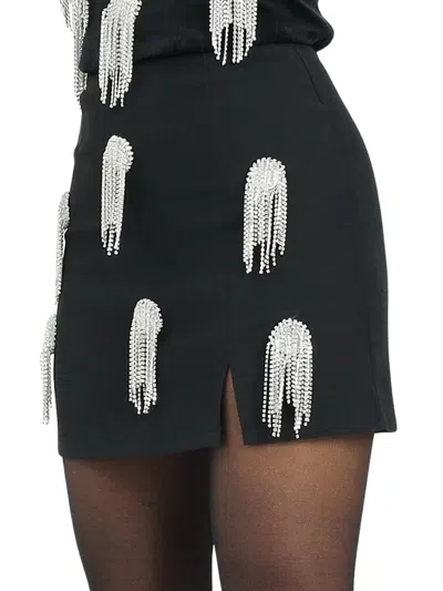 Odì Odì High-waisted A-line Skirt With Silver Beaded Embellishments In Black