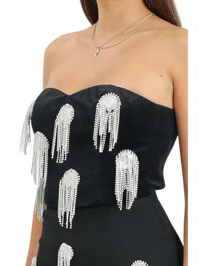 Odì Odì Strapless Black Top With Rhinestone Embellishments And Fitted Silhouette