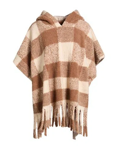 Odì Odì Woman Cape Camel Size S Polyurethane, Acrylic, Virgin Wool In Brown