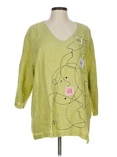 Pre-owned Odille 3/4 Sleeve Blouse In Green