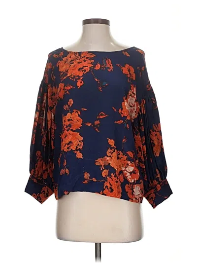 Pre-owned Odille 3/4 Sleeve Silk Top Orange Boatneck Tops