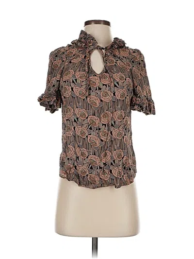 Pre-owned Odille Short Sleeve Blouse In Brown
