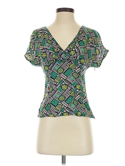 Pre-owned Odille Short Sleeve Blouse In Green