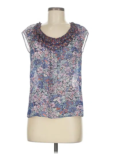 Pre-owned Odille Sleeveless Silk Top Blue Scoop Neck Tops