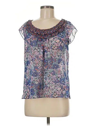 Pre-owned Odille Sleeveless Silk Top Blue Scoop Neck Tops