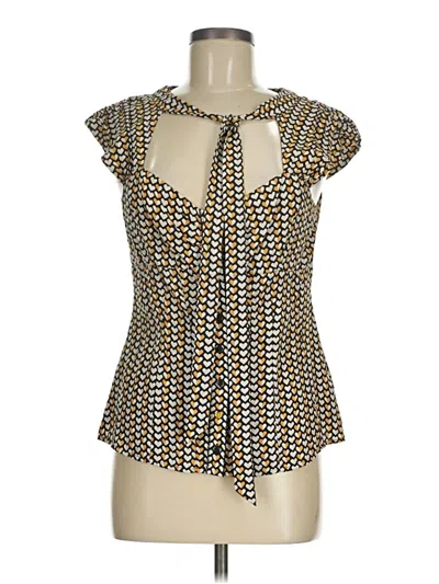 Pre-owned Odille Sleeveless Silk Top Gold Keyhole Neckline Tops