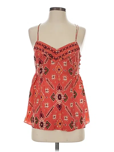 Pre-owned Odille Sleeveless Silk Top Orange Halter Neckline Tops