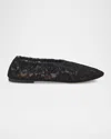 Odissi Aicha Floral Lace Ballerina Flats In Black