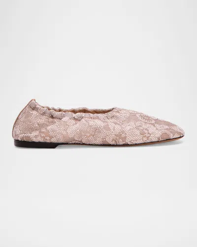 Odissi Aicha Floral Lace Ballerina Flats In Multi