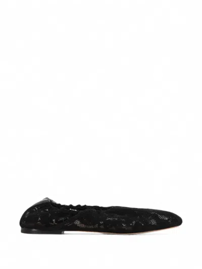 Odissi Aicha Lace-overlay Elasticated Ballet Flats In Black