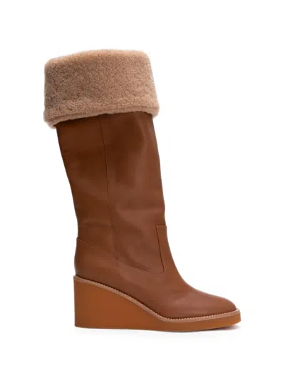 Odissi Alma Wedge Ankle Boots In Brown