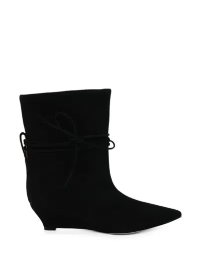 Odissi Bow-detail Wedge-heel Boots In Black