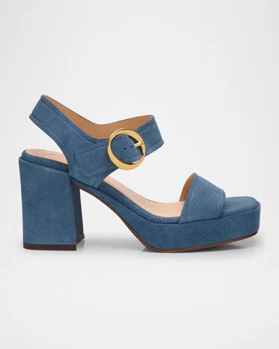 Odissi Brianne Denim Platform Sandals In Blue