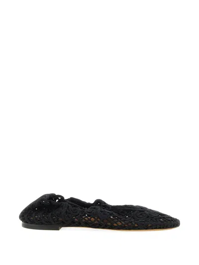 Odissi Black Iris Crochet Ballerina Flats In Multi