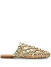 Odissi Nour Metallic Knot Net Slide Mules In Gold