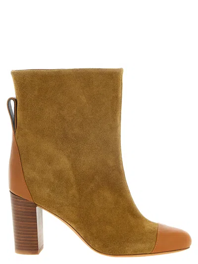 Odissi Dot Leather-trimmed Ankle Boots In Brown