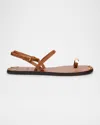 Odissi Fara Toe-ring Flat Sandals In Tan