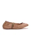 Odissi Flora Patent Leather Ballerina Flats In Neutral