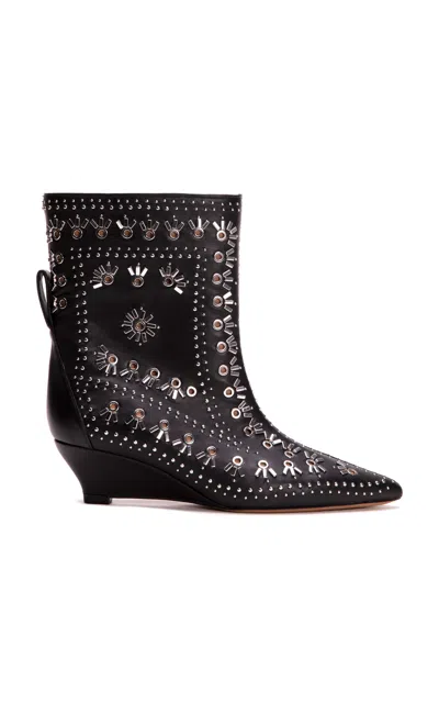 Odissi Gemma D Studded Leather Ankle Boots In Black