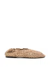 Odissi Neutral Pointed Toe Woven Lattice Flats In Brown