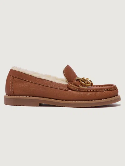 Odissi Jane Shearling Loafer In Tan