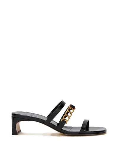 Odissi Juliet Strap Leather Sandals In Black