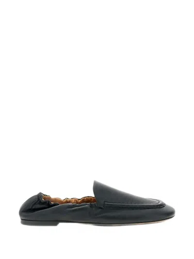 Odissi Juno Elasticated-heel Leather Loafers In Black