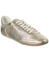 Odissi Laminated Metallic Leather Sneaker In Gold