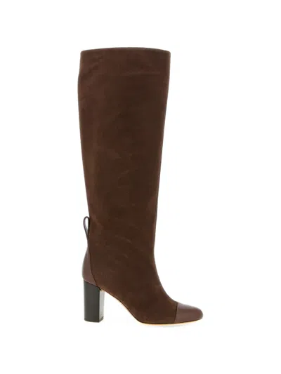 Odissi Lia Panelled Suede Boots In Brown
