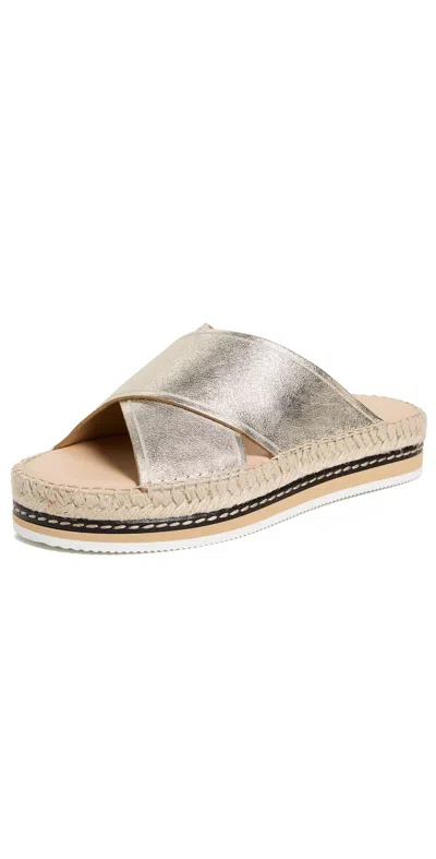 Odissi Lily Flat Espadrille Sandals Light Gold