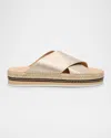 Odissi Lily Leather Criss-cross Espadrille Sandals In Light Gold