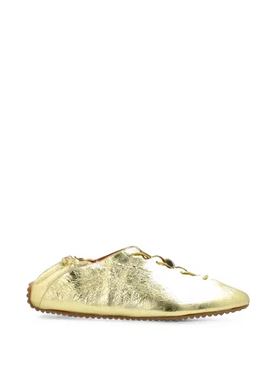 Odissi Milly Metallic-effect Leather Ballet Flats In Gold