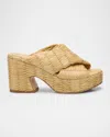 Odissi Noa Raffia Criss-cross Platform Sandals In Natural