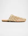 Odissi Nour Metallic Knot Net Slide Mules In Light Gold