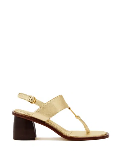 Odissi Olivia Mid Ring-detail Leather Sandals In Gold