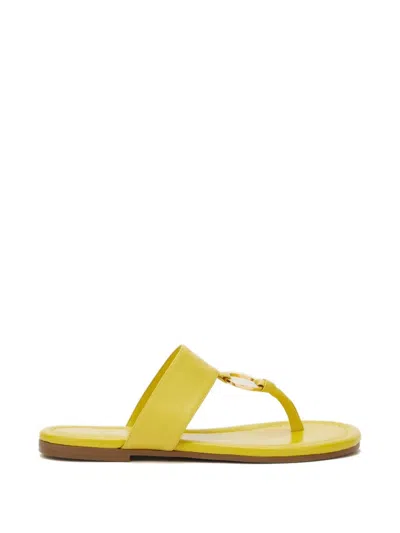 Odissi Olivia Ring-detail Leather Sandals In Yellow