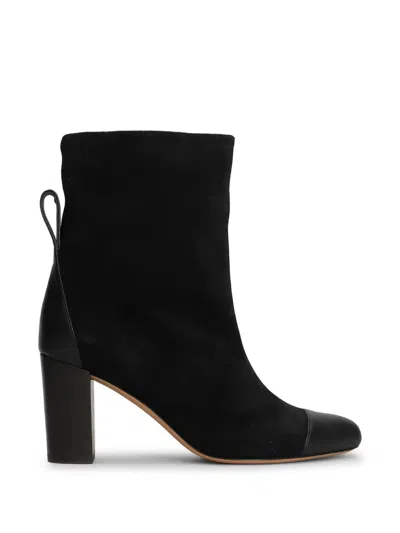 Odissi Panelled Leather Ankle Boots In Black