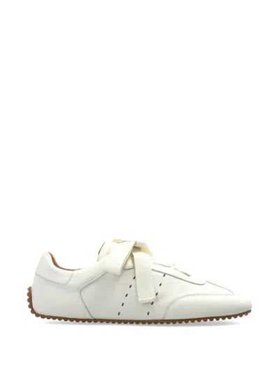 Odissi Ribbon-fastening Leather Sneakers In White