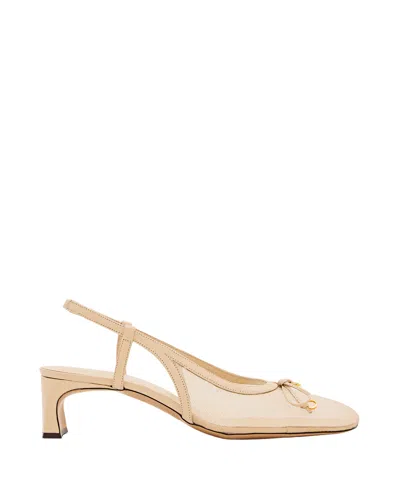 Odissi Slingback Shoes With Medium Block Heel In Neutral