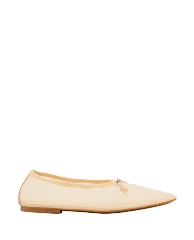 Odissi Square Toe Ballerina Flats With Bow Detail In Nude