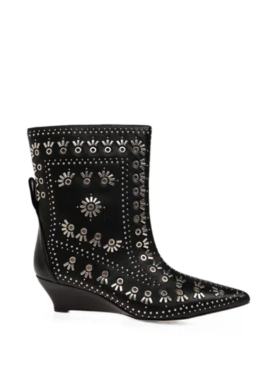 Odissi Stud-embellished Wedge Ankle Boots In Black