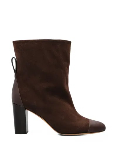 Odissi Suede Leather Ankle Boots In Brown