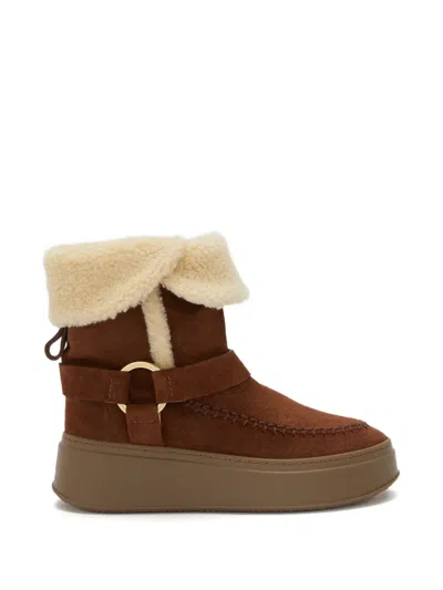 Odissi Suki Harnessed Suede Boots In Brown