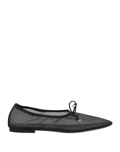 Odissi Odissì Woman Ballet Flats Black Size 8 Leather, Textile Fibers